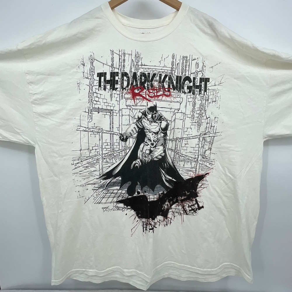 DC Comics The Dark Knight Rises Batman Graphic T-Shirt Mens 4XL Cream 2012 Movie